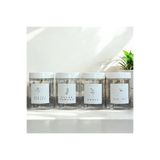 Guridda Home Design 4'lü Kulak Pamuğu Pamuk Makyaj Pamuğu ve Diş İpi Kutusu 250 Ml Şeffaf Plastik Kavanoz Dikey