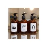 Guridda Home Design Kadın Şampuanı Erkek Şampuanı Duş Jeli Etiketli 500 Ml Amber Plastik Şişe