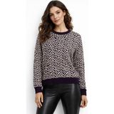 Gürkan Kadın Leopar Desen Triko Kazak BGL-ST05284 - Mor - XL