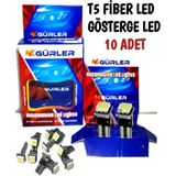 Gürler Oto Aksesuar T5 LED Ampul 10 Adet Gösterge Kadran Ampül 12V 5W Beyaz Renk
