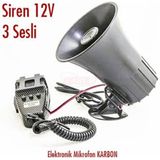 Gürler Oto Kılıf ve Aksesuar Carub Siren 12V 3 Sesli Elektronik Mikrofon Karbon BR2744001