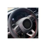 gürler oto kılıf ve aksesuar Fiat Egea Uyumlu Dikmeli Direksiyon Kılıfı Siyah Deri-kırmızı Ipli Kokusuz ( 38cm×10,5cm )