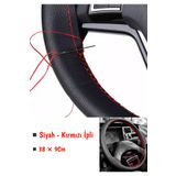 gürler oto kılıf ve aksesuar Skoda Favorit Uyumlu Deri Dikmeli Direksiyon Kılıfı Soft Kırmızı Ipli (38×9CM)