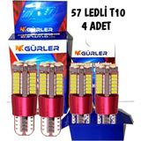 Gürlerotoaksesuar Canbus T10 Led Ampul 4 Adet Park Led Plaka Led Tavan Led 57 Ledli Beyaz Renk