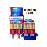 Gürlerotoaksesuar T10 Led Ampül 12V 5W 57 Ledli Park Ledi Beyaz Renk 2 Adet