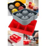 Gurme Chef Silikon Büyük Boy Buz Kalıbı Küp ve Küre Model 2'li Set