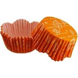 Gurmender Cupcake Kalıbı Pet Kapsül Dalgalı Turuncu Yaprak Desenli Kek Kalıbı 65X38 mm - 100'LÜ 3.8 cm
