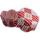 Gurmender Cupcake Kalıbı Pet Kapsül Kırmızı Bembe Kare Desen Dalgalı Kek Kalıbı 65X38 mm - 100 Adet