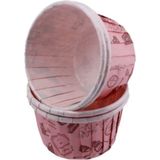 Gurmender Depposıte Cupcake Kalıbı Büyük Boy 62*40MM Desenli - 50'li Pembe Mutfak Desenli