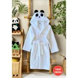 Gürpamuk Home Baby Kapşonlu Pamuklu Yumuşacık Kız-Erkek Çocuk Banyo Havlu Bornozu Beyaz/panda - 10 - 12 Yaş