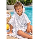 GÜRPAMUK HOME & BABY Müslin Panço Kapşonlu Kız- Erkek Çocuk-Bebek Deniz, Plaj, Havuz /BEYAZ PUANTİYE