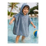 GÜRPAMUK HOME & BABY Outlet Ihracat %100 Pamuk Kız-erkek Çocuk Deniz, Plaj, Havuz, Banyo Havlu Panço benekli/MAVİ