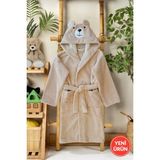 Gürpamuk Home Baby Pamuklu Kapşonlu Yumuşacık Kız-Erkek Çocuk Banyo Havlu Bornozu Vizon/ayıcık - 4 - 6 Yaş