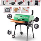Guruss Cg-075 Kömürlü Bbq Mangal Yeşil Gurme Seti -et Termometreli