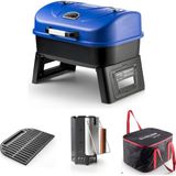 Guruss Go & Grill Mangal Tam Set 53 cm Mavi Kapaklı Katlanabilir Dayanıklı Tasarım