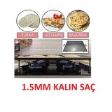 Güryan Piknik Ocak Üstü Kare Sac Üste Bombeli Kulplu 1,5 Mm Bazlama Börek Izgara