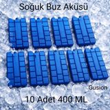 Gusion Dolu Plastik Buz Aküsü 10 Adet Sızdırmaz Darbaye Dirençli Taşıma Çantaları, Soğutucu, Piknik Çantası - Mavi - 400 ml
