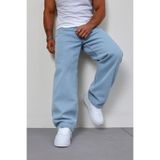 Gussi Erkek Buz Mavi Kar Baggy Fit Likrasız Rahat Kesim Jean Pantolon