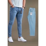 Gussi Erkek Buz Mavi Tırnaklı Slim Fit Likralı Esnek Jeans Kot Pantolon