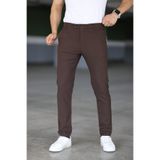 Gussi Erkek Kahverengi Renk Kaliteli Esnek Likralı Slim Fit Kumaş Pantolon