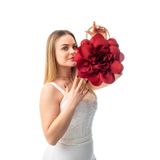 GUSTELLO LİNA | Gold Metal Saplı Gül Çiçek Tasarım Abiye El ve Omuz Çantası