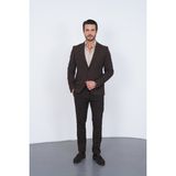 Gustman Moda Kahverengi Slim Fit Erkek Takım Elbise - 58