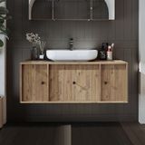 Gusto Ayaksız Oval Lavabolu Mdf 120 Cm Çekmeceli Banyo Dolabı Atl Atlantik Çam