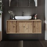 Gusto Ayaksız Oval Lavabolu Mdf 120 cm Çekmeceli Banyo Dolabı - Atlantik Çam