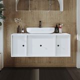 Gusto Ayaksız Oval Lavabolu Mdf 120 cm Çekmeceli Banyo Dolabı - Beyaz