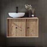 Gusto Ayaksız Oval Lavabolu Mdf 75 cm Çekmeceli Banyo Dolabı - Atlantik Çam