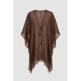 Gusto Bağcıklı Uzun Kimono - Kahverengi