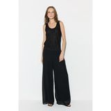 Gusto Bol Paça Şifon Abiye Pantolon - Siyah - XS