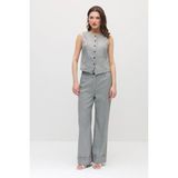 Gusto Duble Paça Viskon Keten Pantolon - Gri - XL