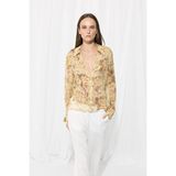 Gusto Iz Koleksiyon Eco Print Rayon Şifon Gömlek - Bej - XL