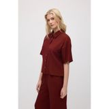 Gusto Kısa Kollu Krinkıl Bluz - Bordo