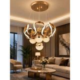 Gusto Lighting Stella 4 Top Gold LED Sarkıt Avize,3 Renk Yanabilen Modern Avize,salon LED Avize