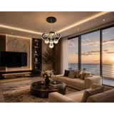 Gusto Lighting Stella 4 Top Siyah LED Sarkıt Avize,3 Renk Yanabilen Modern Avize,salon LED Avize