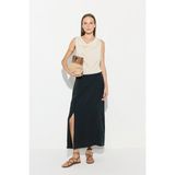 Gusto Yırtmaçlı Modal Midi Etek - Siyah - XS