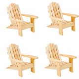Gute Bote Ahşap Adirondack Minyatür Sandalye - Bitmemiş Doğal Ahşap Düğün Pastası Süsü Favor Mini Bebek Mobilyaları Dollhouse Üst Dekorasyon Plaj Teması (4'lü Paket)
