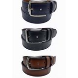 Gutiero DK-037 4 cm 3'lü Siyah Taba Lacivert Erkek Deri Kemer