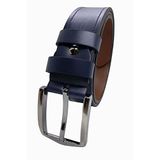 Gutiero Erkek Deri Kemer Lacivert Dikişli 4 cm 120 CM gutieroNM-610