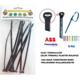 Gutsy Çelik Tırnaklı Plastik Cırt Kelepçe 19CM x 4.8mm (100 Adet) Kablo Bağı - Siyah Kablo Klipsi (Ty-Rap Thomas & Betts) (Made In U.s.a.)