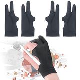 GUUGEI [Palm Reddetme] Sanatçı Çizim Eldiveni Dokunmatik Ekran PC Grafik Tablet için 4 Paket iPad Eldivenleri Sol ve Sağ El 3 Katmanlı Dolgu Dijital Sanat Stylus Eldiven