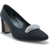 Güven Ayakkabı Dünyası Punto Siyah Saten Kalın Topuklu 7cm - (DipCamo)Charcoal-White