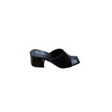 Güven Kundura Kadın Kalın Topuklu Siyah Rugan Terlik