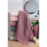 Güvenal Begonya 6'lı Jakarlı Kadife Kutulu Banyo Havlu Havlu Seti | Çeyiz | Banyo Havlusu | El Yüz Havlusu - 50 x 90 cm