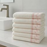 Güvenal Carla Kadife Güpür Lü Havlu 30*50 6 Adet Havlu | Çeyiz Havlusu | Mutfak Havlusu Havlu & Havlu Seti - Pembe - 30 x 50 cm