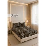 Güvenal Carmen %100 Pamuk Çift Kişilik Desenli Yastık Kılıflı Lastikli Çarşaf Seti | Yastık Kılıfı | Lastikli Çarşaf | Uyku Seti | Çeyiz - 180 x 200 cm - Leopar