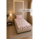 Güvenal Carmen %100 Pamuk Tek Kişilik Desenli Yastık Kılıflı Lastikli Çarşaf Seti | Yastık Kılıfı | Lastikli Çarşaf | Uyku Seti | Çeyiz - 100 x 200 cm - Kalp