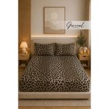Güvenal Charm %100 Pamuk Desenli Yastık Kılıflı Lastikli Çarşaf Seti | Yastık Kılıfı| Lastikli Çarşaf | Uyku Seti | Çeyiz - Leopar - 180 x 200
